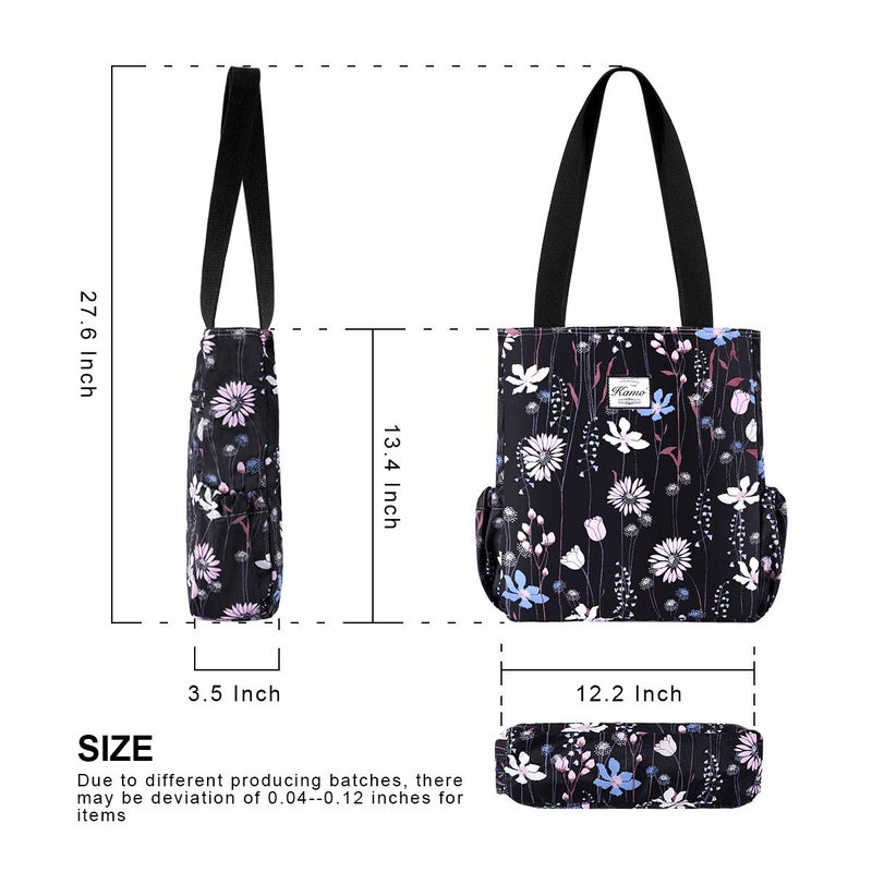 KAMO Floral Tote Bag - Waterproof Lightweight Handbags Travel Shoulder Bag for Hiking Yoga Gym Swimming Travel Beach - Image 3